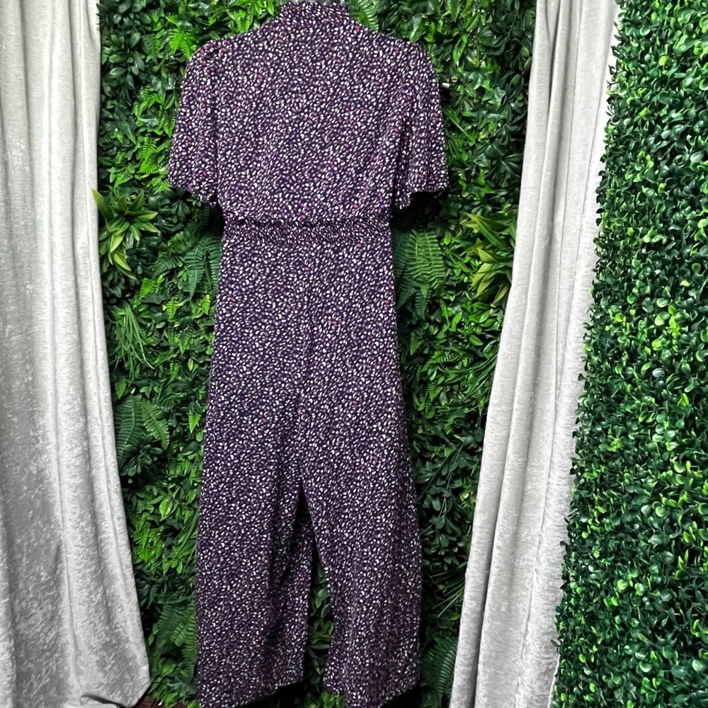 London Times Jumpsuit Size 16 Womens Purple Floral Print Wide Leg 3269 - Picture 8 of 9